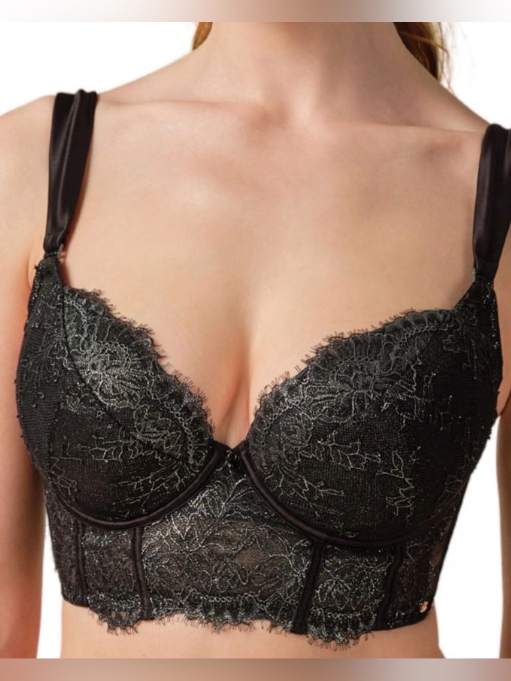 Gossard Vip Intrigue Longline Bra- Foil-Printed Lace-Center Jewel Droplet-34g